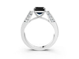 White gold Fancy Black Asscher Cut Cut Diamond Channel Set Solitaire Ring with Four-Prong Setting_15