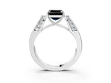 White gold Fancy Black Asscher Cut Cut Diamond Channel Set Solitaire Ring with Four-Prong Setting_183