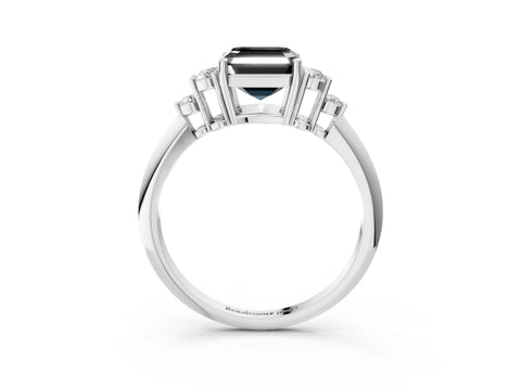 White gold Fancy Black Asscher Cut Cut Diamond Cluster Ring with Solitaire Band and Four-Prong Setting_21