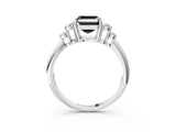 White gold Fancy Black Asscher Cut Cut Diamond Cluster Ring with Solitaire Band and Four-Prong Setting_27