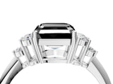 White gold Fancy Black Asscher Cut Cut Diamond Cluster Ring with Solitaire Band and Four-Prong Setting_28