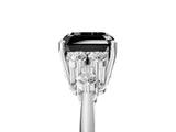 White gold Fancy Black Asscher Cut Cut Diamond Cluster Ring with Solitaire Band and Four-Prong Setting_29