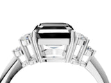 White gold Fancy Black Asscher Cut Cut Diamond Cluster Ring with Solitaire Band and Four-Prong Setting_4