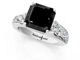 White gold Fancy Black Asscher Cut Cut Diamond Engagement Ring with Pavé Band and Four-Prong Setting_1