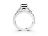 White gold Fancy Black Asscher Cut Cut Diamond Engagement Ring with Pavé Band and Four-Prong Setting_3