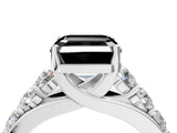 White gold Fancy Black Asscher Cut Cut Diamond Engagement Ring with Pavé Band and Four-Prong Setting_4