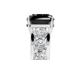 White gold Fancy Black Asscher Cut Cut Diamond Engagement Ring with Pavé Band and Four-Prong Setting_5