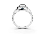 White gold Fancy Black Asscher Cut Cut Diamond Halo Engagement Ring with Open Split Pavé Band_3