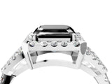White gold Fancy Black Asscher Cut Cut Diamond Halo Engagement Ring with Open Split Pavé Band_4