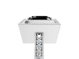 White gold Fancy Black Asscher Cut-Cut Diamond Halo Engagement Ring with Pave Band and Prong Setting_17