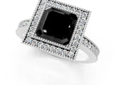 White gold Fancy Black Asscher Cut-Cut Diamond Halo Engagement Ring with Pave Band and Prong Setting_1