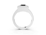 White gold Fancy Black Asscher Cut-Cut Diamond Halo Engagement Ring with Pave Band and Prong Setting_3