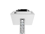 White gold Fancy Black Asscher Cut-Cut Diamond Halo Engagement Ring with Pave Band and Prong Setting_5