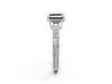 White gold Fancy Black Asscher Cut Cut Diamond Milgrain Pave Band Four-Prong Setting Ring_5