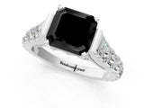 White gold Fancy Black Asscher Cut Cut Diamond Pavé Band Solitaire with Four-Prong Setting_1