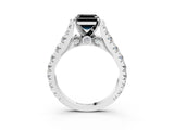 White gold Fancy Black Asscher Cut Cut Diamond Pavé Band Solitaire with Four-Prong Setting_3