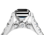White gold Fancy Black Asscher Cut Cut Diamond Pavé Band Solitaire with Four-Prong Setting_4