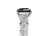 White gold Fancy Black Asscher Cut Cut Diamond Pavé Band Solitaire with Four-Prong Setting_5