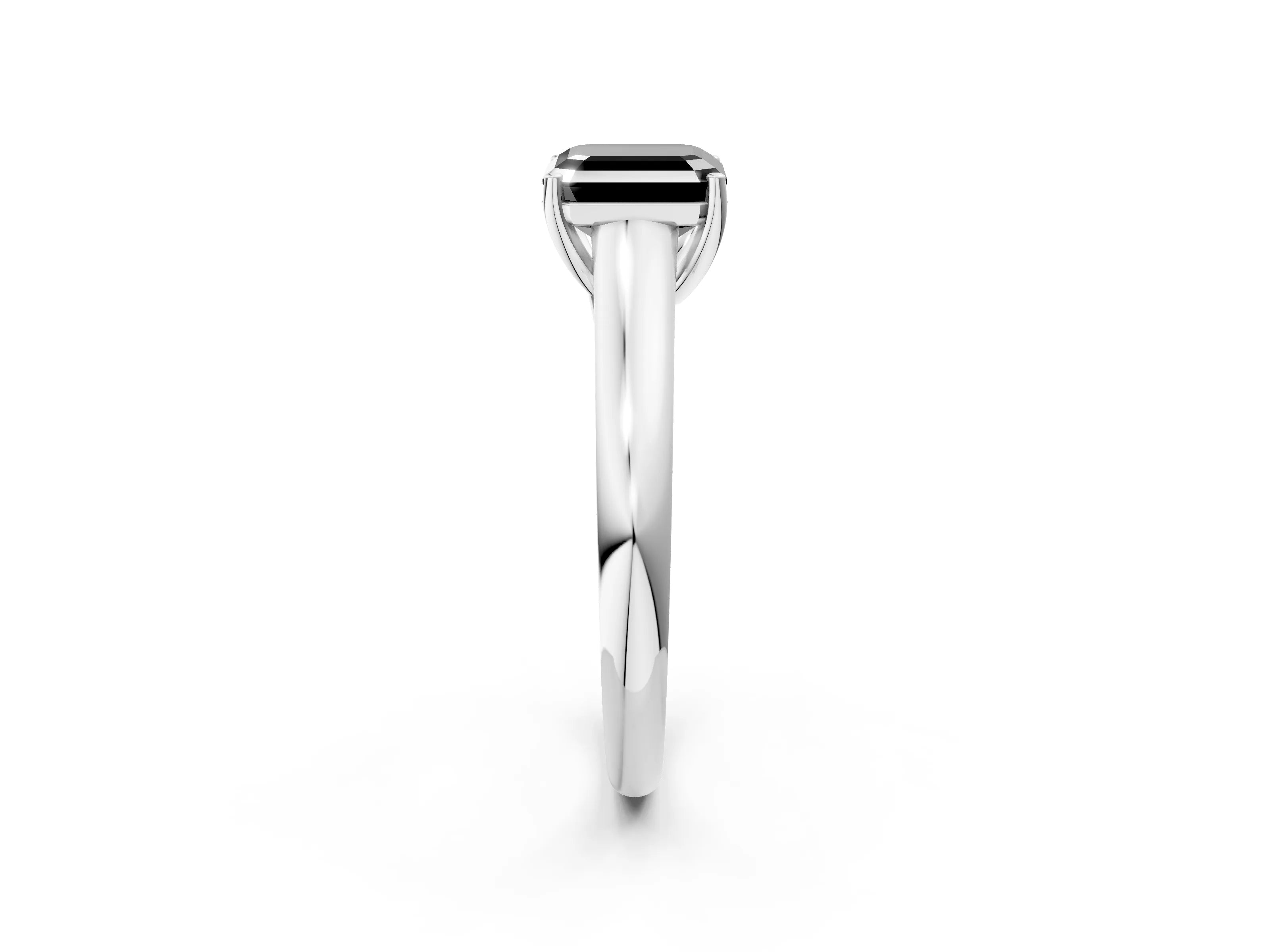 White gold Fancy Black Asscher Cut Cut Diamond Solitaire Engagement Ring with Tapered Plain Band and Four-Prong Setting_14