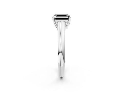 White gold Fancy Black Asscher Cut Cut Diamond Solitaire Engagement Ring with Tapered Plain Band and Four-Prong Setting_14