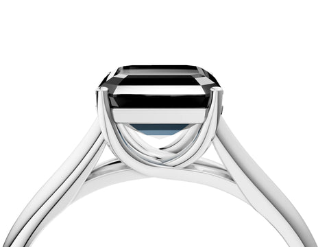 White gold Fancy Black Asscher Cut Cut Diamond Solitaire Engagement Ring with Tapered Plain Band and Four-Prong Setting_16