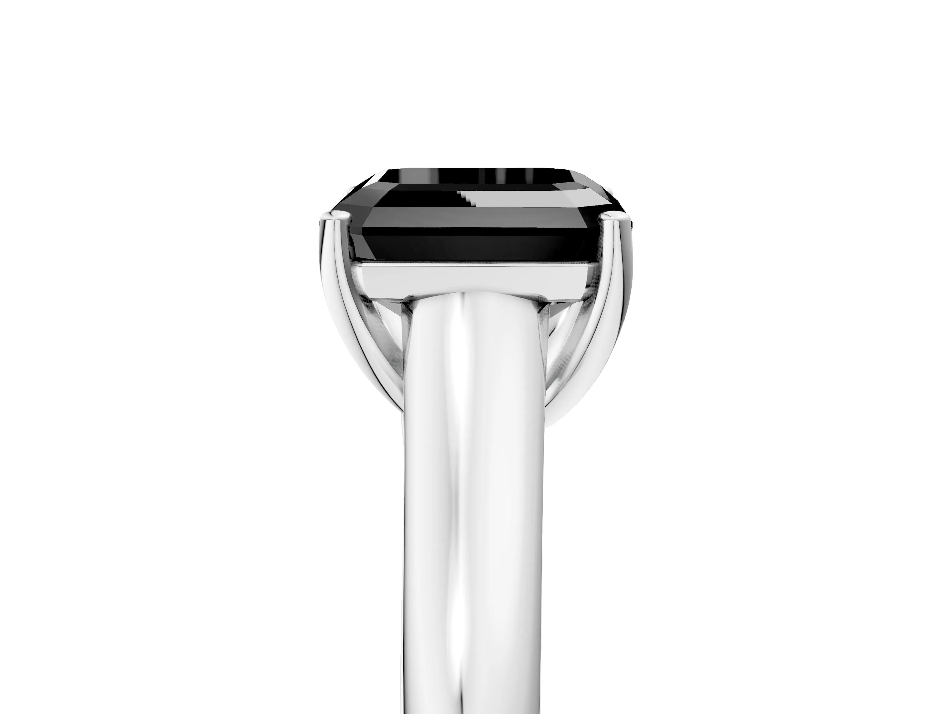 White gold Fancy Black Asscher Cut Cut Diamond Solitaire Engagement Ring with Tapered Plain Band and Four-Prong Setting_17