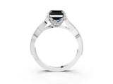 White gold Fancy Black Asscher Cut Cut Diamond Twisted Band with Milgrain Pave Setting and Four-Prong Setting_15