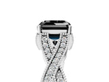 White gold Fancy Black Asscher Cut Cut Diamond Twisted Band with Milgrain Pave Setting and Four-Prong Setting_17