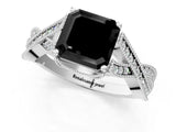 White gold Fancy Black Asscher Cut Cut Diamond Twisted Band with Milgrain Pave Setting and Four-Prong Setting_2