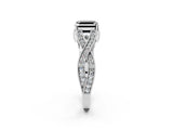 White gold Fancy Black Asscher Cut Cut Diamond Twisted Band with Milgrain Pave Setting and Four-Prong Setting_3