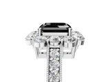White gold Fancy Black Asscher Cut Cut Halo Diamond Pavé Engagement Ring with Milgrain Detailing_17