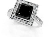 White gold Fancy Black Asscher Cut Cut Halo Pavé Diamond Ring_1