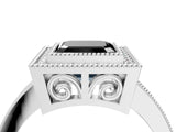 White gold Fancy Black Asscher Cut Cut Halo Pavé Diamond Ring_4