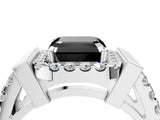 White gold Fancy Black Asscher Cut Cut Halo Split Shank Prong Set Ring_4