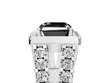White gold Fancy Black Asscher Cut Cut Halo Split Shank Prong Set Ring_5