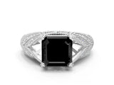 White gold Fancy Black Asscher Cut Cut Milgrain Pave Diamond Engagement Ring with Four-Prong Setting_15