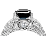 White gold Fancy Black Asscher Cut Cut Milgrain Pave Diamond Engagement Ring with Four-Prong Setting_19