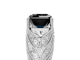 White gold Fancy Black Asscher Cut Cut Milgrain Pave Diamond Engagement Ring with Four-Prong Setting_20