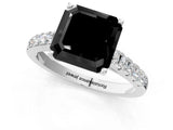 White gold Fancy Black Asscher Cut Cut Pavé Band Solitaire Ring with Four-Prong Setting_1