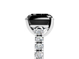 White gold Fancy Black Asscher Cut Cut Pavé Band Solitaire Ring with Four-Prong Setting_5