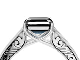 White gold Fancy Black Asscher Cut Cut Pave Band Milgrain Solitaire Ring_4