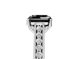 White gold Fancy Black Asscher Cut Cut Pave Band Milgrain Solitaire Ring_5
