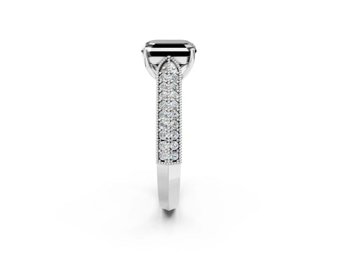 White gold Fancy Black Asscher Cut Cut Pave Split Shank Engagement Ring with Four-Prong Setting_26