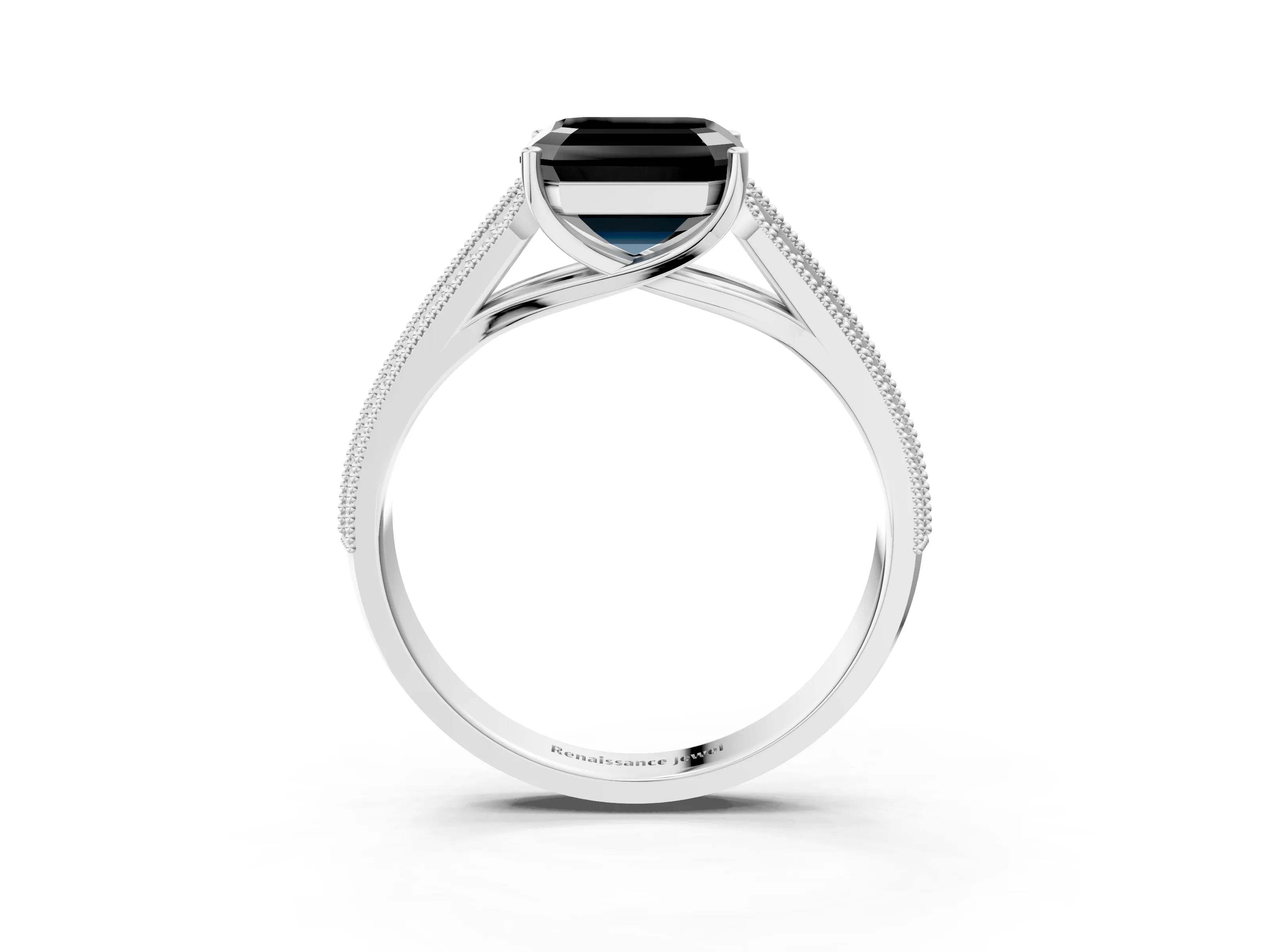 White gold Fancy Black Asscher Cut Cut Pave Split Shank Engagement Ring with Four-Prong Setting_27