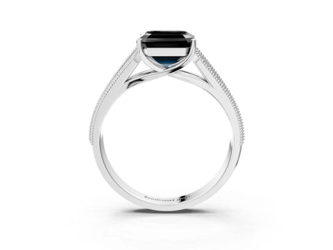 White gold Fancy Black Asscher Cut Cut Pave Split Shank Engagement Ring with Four-Prong Setting_27