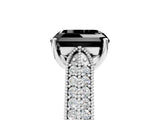 White gold Fancy Black Asscher Cut Cut Pave Split Shank Engagement Ring with Four-Prong Setting_29