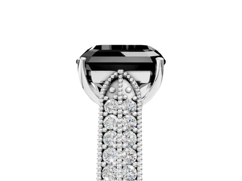 White gold Fancy Black Asscher Cut Cut Pave Split Shank Engagement Ring with Four-Prong Setting_29