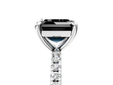 White gold Fancy Black Asscher Cut Diamond Brilliant Solitaire Ring with Pavé Band and Four-Prong Setting_29