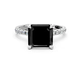 White gold Fancy Black Asscher Cut Diamond Brilliant Solitaire Ring with Pavé Band and Four-Prong Setting_36