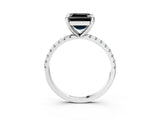 White gold Fancy Black Asscher Cut Diamond Brilliant Solitaire Ring with Pavé Band and Four-Prong Setting_39
